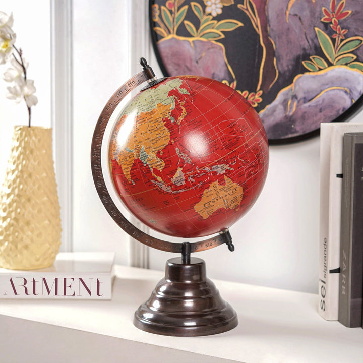 Modern Art Crimson Earth Globe - The Artment