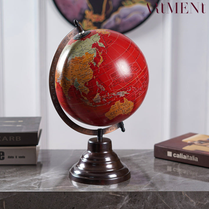 Modern Art Crimson Earth Globe - The Artment