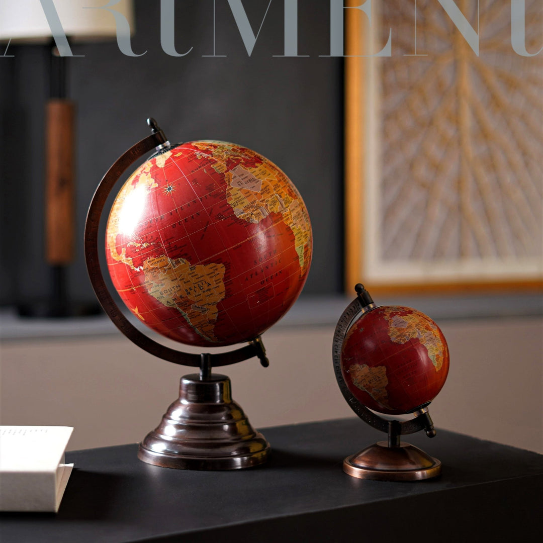 Modern Art Crimson Earth Globe - The Artment