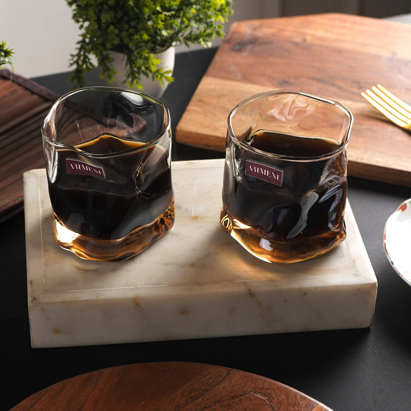 Modern Art Double Bottomed Wave Whiskey Glass - The Artment