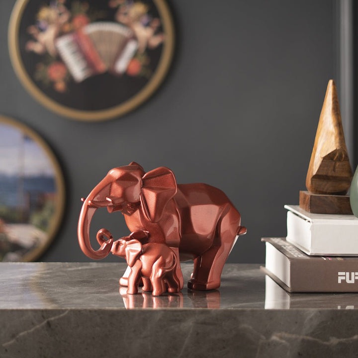 Mother's Passionate Love Rose Gold Tusker Statue - The Artment