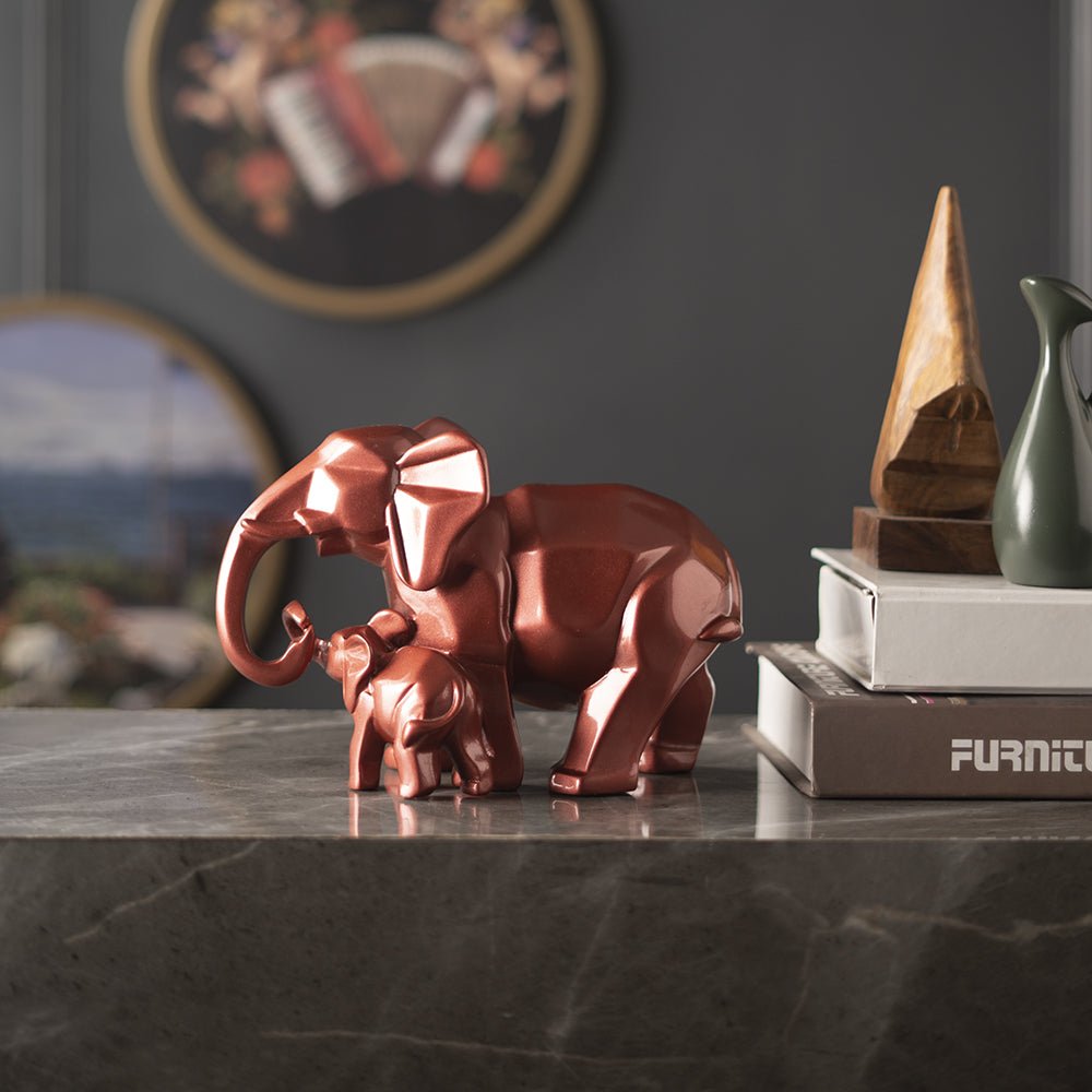 Mother's Passionate Love Rose Gold Tusker Statue - The Artment