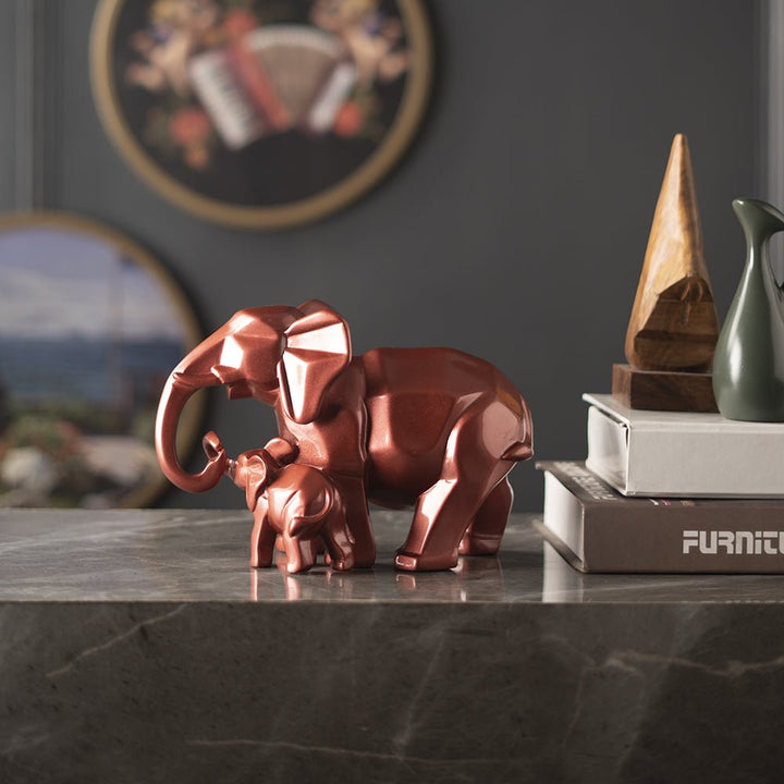 Mother's Passionate Love Rose Gold Tusker Statue - The Artment