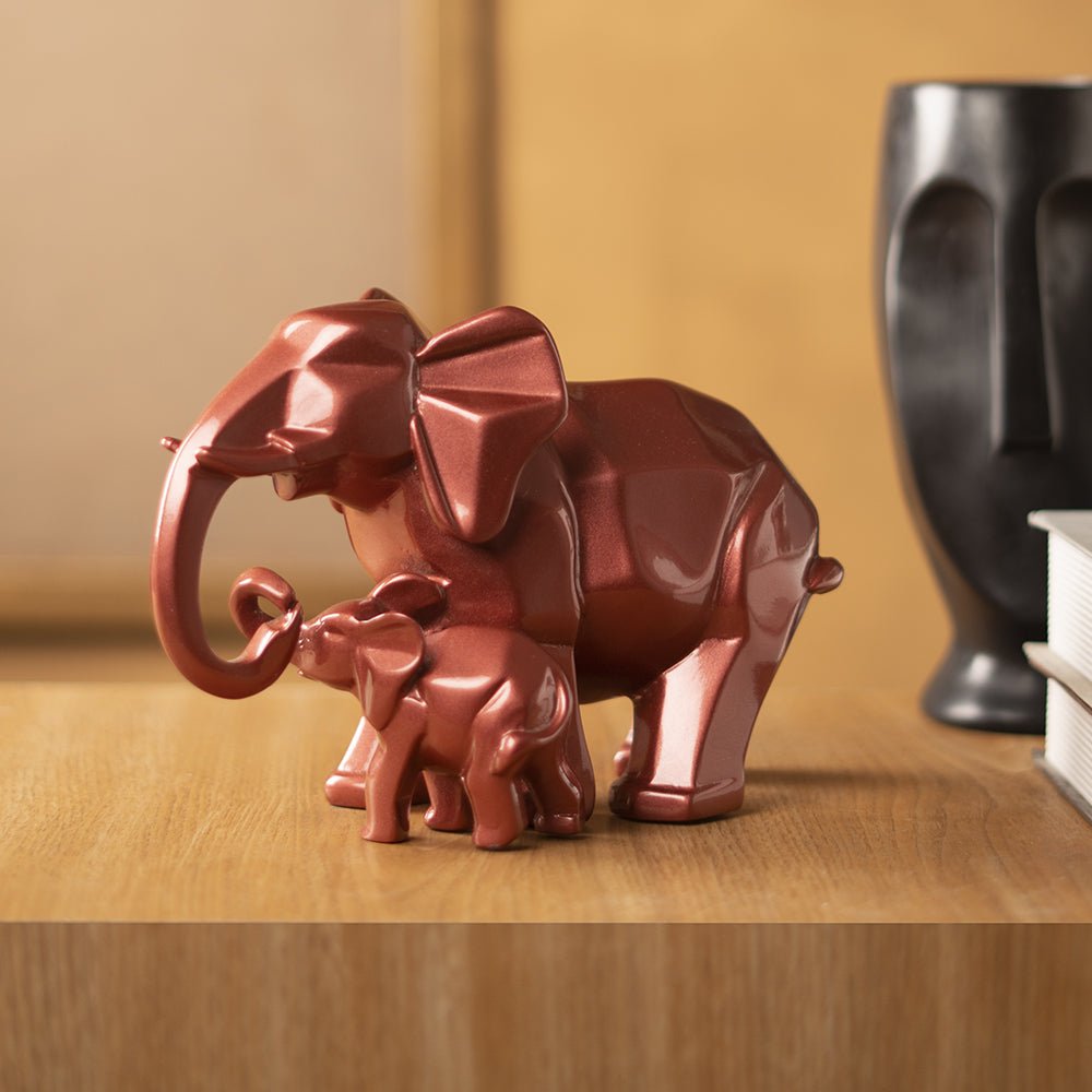 Mother's Passionate Love Rose Gold Tusker Statue - The Artment