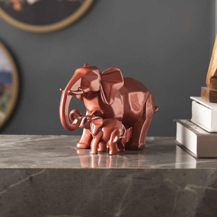 Mother's Passionate Love Rose Gold Tusker Statue - The Artment