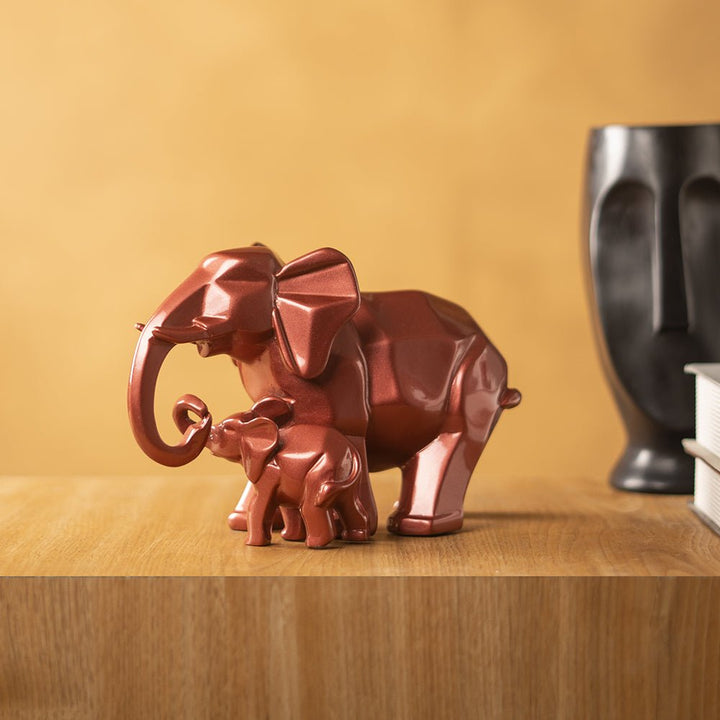 Mother's Passionate Love Rose Gold Tusker Statue - The Artment