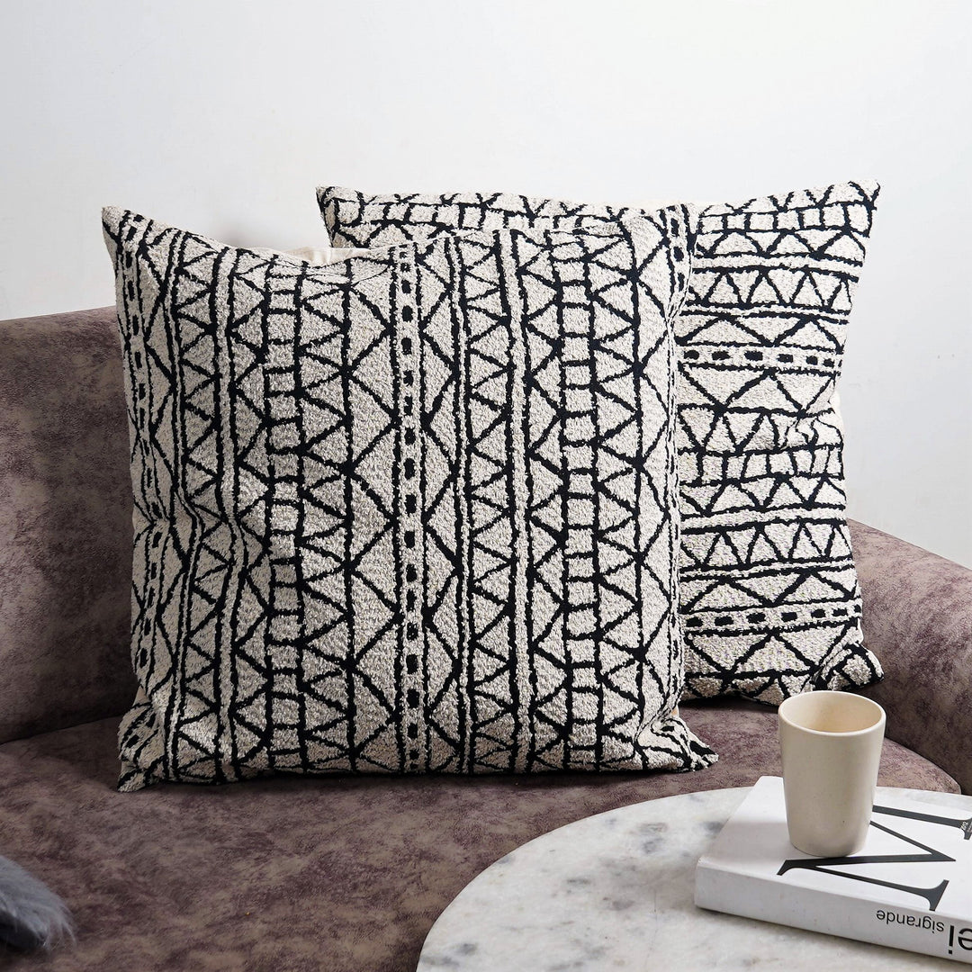 Nordic Chenille Geometric Jacquard Cushion Cover (Set of 5) - The Artment