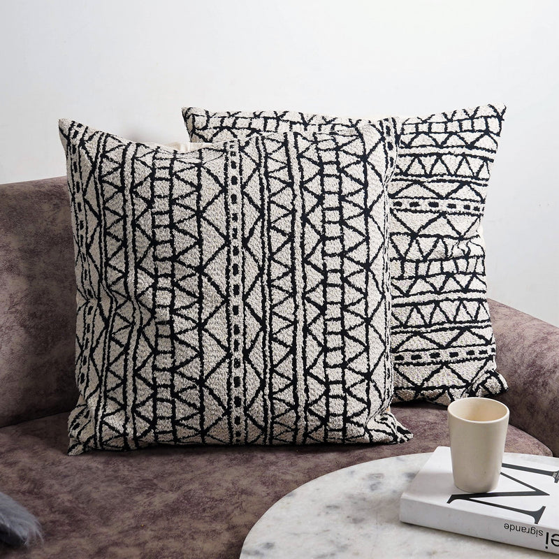 Nordic Chenille Geometric Jacquard Cushion Cover (Set of 5) - The Artment