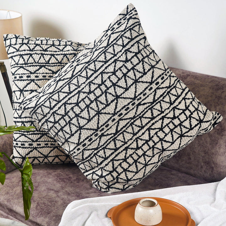 Nordic Chenille Geometric Jacquard Cushion Cover (Set of 5) - The Artment