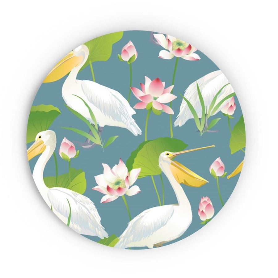 Pelicans Chilling with Lotuses Canvas (Matte Finish) - The Artment