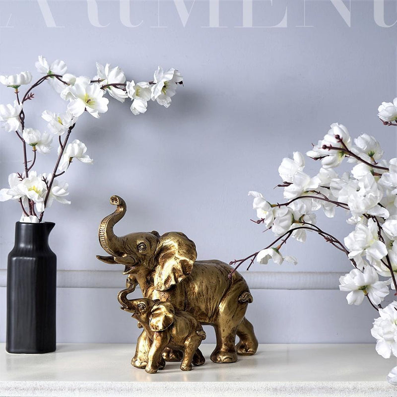 Rustic Mom and Baby Elephant Table Accent - The Artment