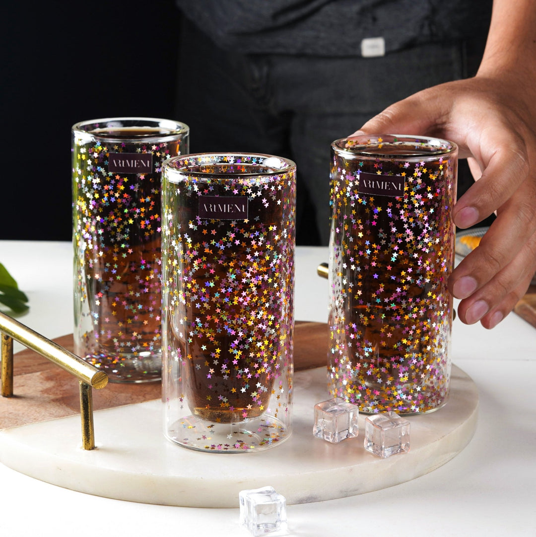 "Sip, Sip Hooray: The Confetti - Filled Double Wall Glass for Your Celebrations!" - The Artment