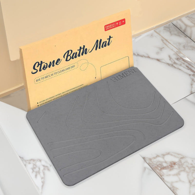 TerraDry Stone Bath Mat - Non - Slip Super Absorbent Diatomaceous Earth Stone Mat - The Artment