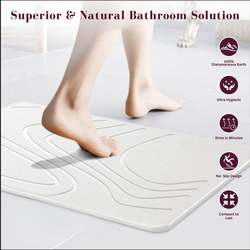 TerraDry Stone Bath Mat - Non - Slip Super Absorbent Diatomaceous Earth Stone Mat - The Artment