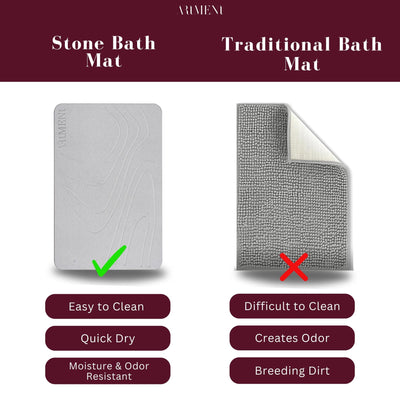 TerraDry Stone Bath Mat - Non - Slip Super Absorbent Diatomaceous Earth Stone Mat - The Artment