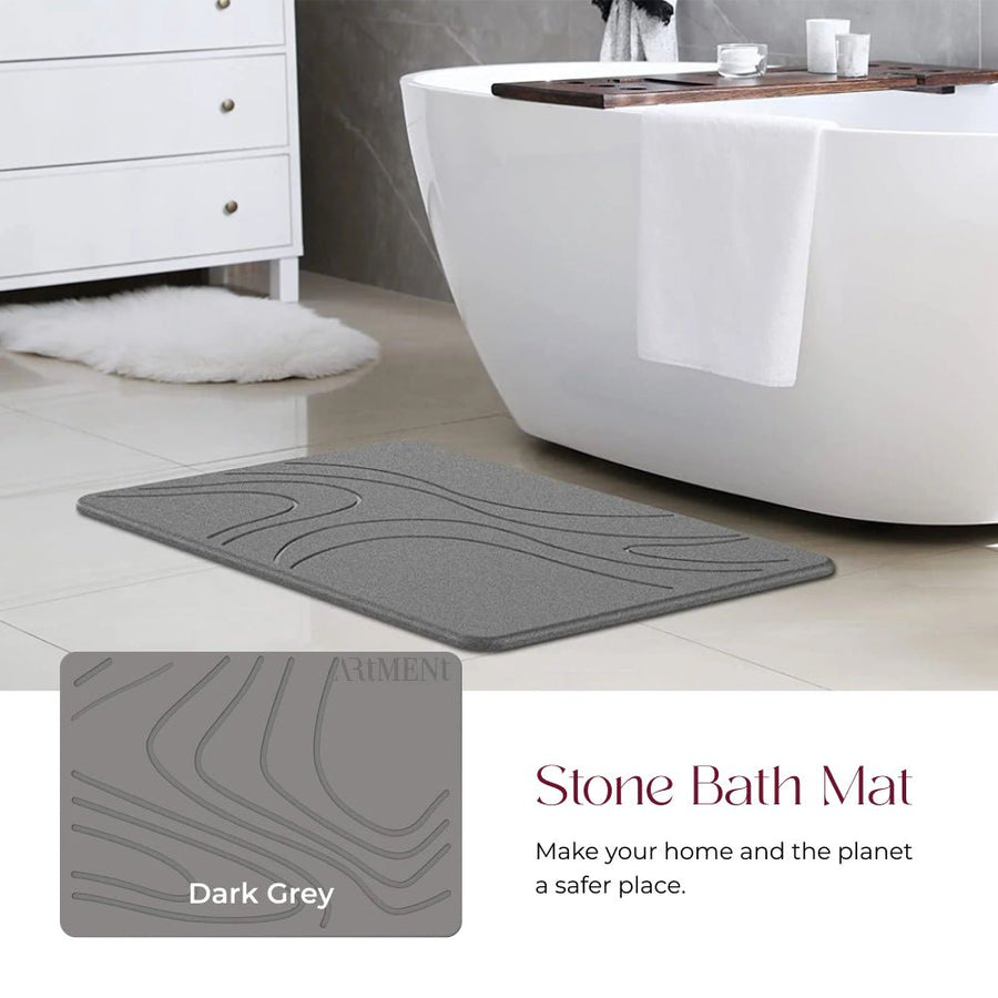TerraDry Stone Bath Mat - Non-Slip Super Absorbent Diatomaceous Earth ...