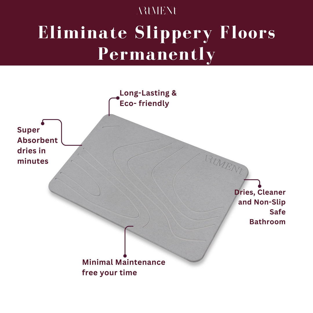 TerraDry Stone Bath Mat - Non - Slip Super Absorbent Diatomaceous Earth Stone Mat - The Artment