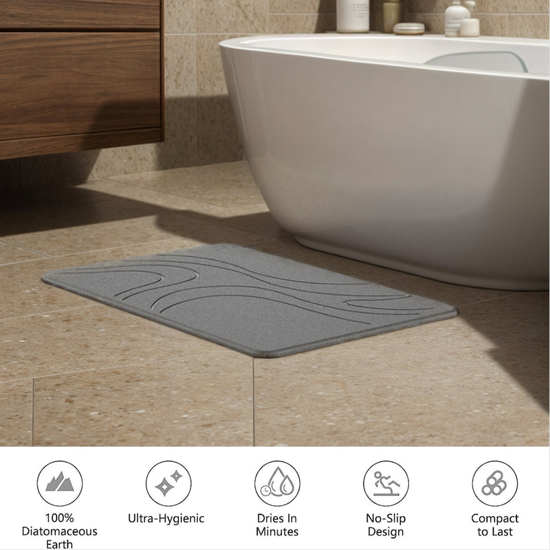 TerraDry Stone Bath Mat - Non - Slip Super Absorbent Diatomaceous Earth Stone Mat - The Artment