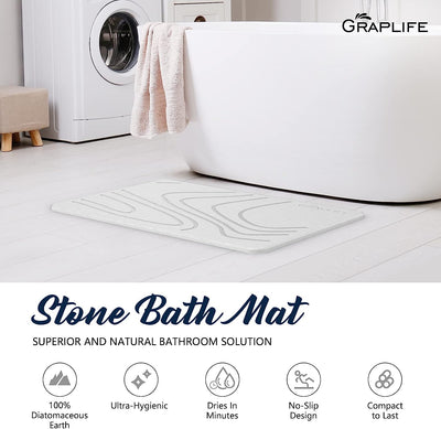 TerraDry Stone Bath Mat - Non - Slip Super Absorbent Diatomaceous Earth Stone Mat - The Artment