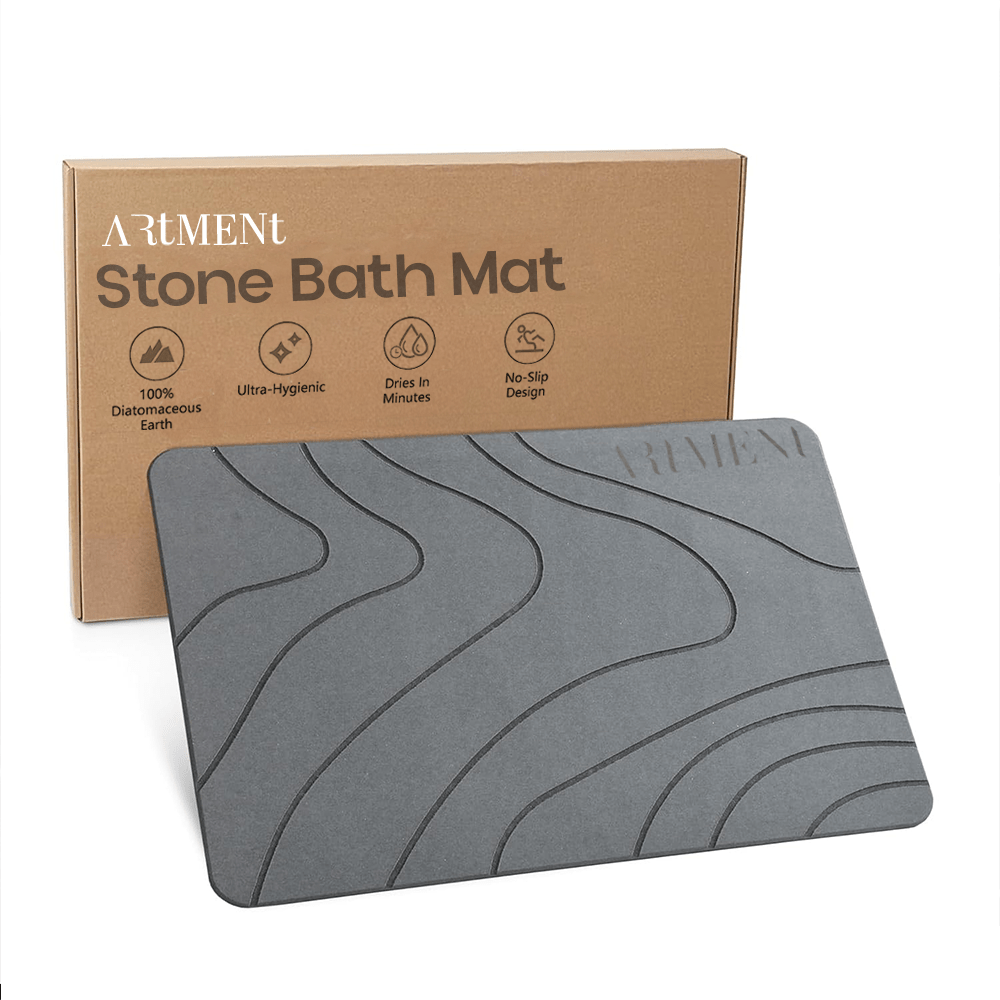 TerraDry Stone Bath Mat - Non - Slip Super Absorbent Diatomaceous Earth Stone Mat - The Artment