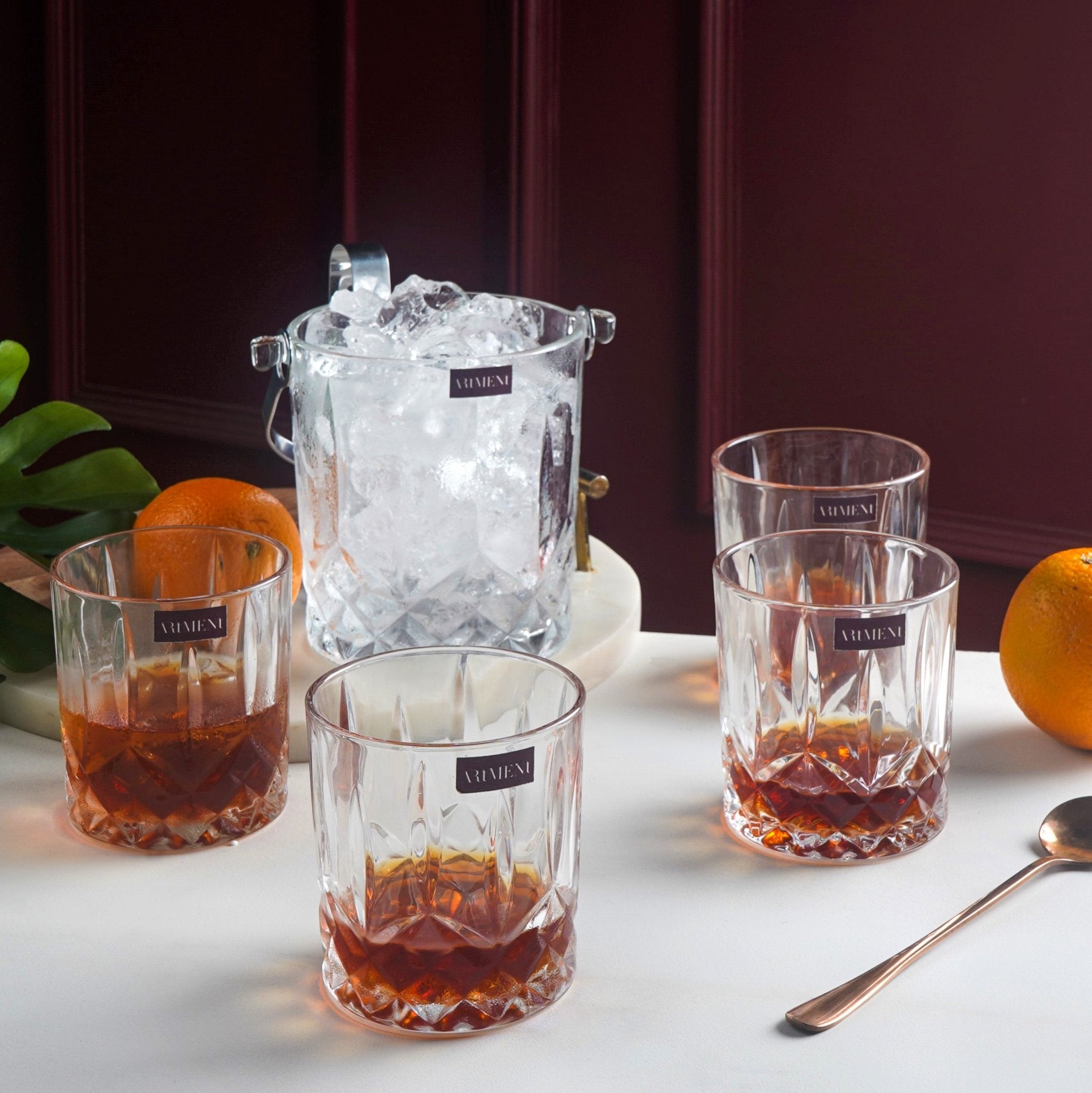 The Crystal Frost Set (1 Ice Bucket + 6 Whiskey Glasses) – The Artment