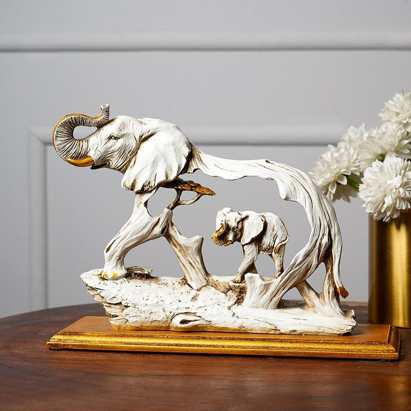 The Feng Shui Golden Elephant Showpiece with Wooden Base - The Artment