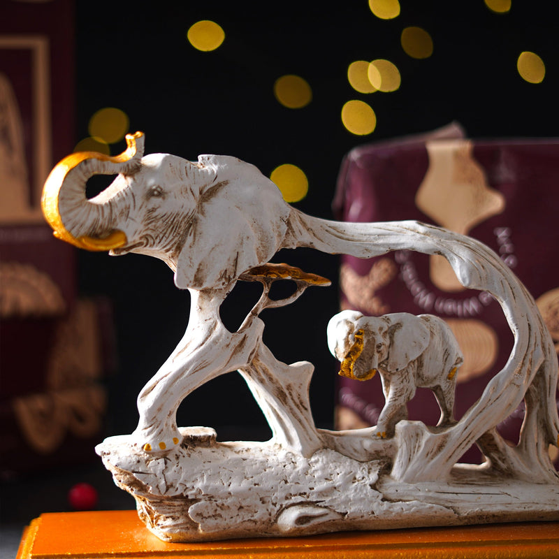 The Feng Shui Golden Elephant Showpiece with Wooden Base Gift Box - The Artment