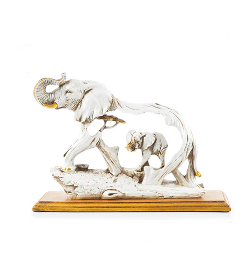 The Feng Shui Golden Elephant Showpiece with Wooden Base Gift Box - The Artment