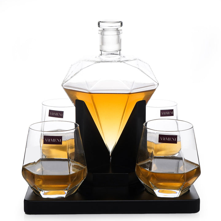 The Savant Diamond Whiskey Decanter Set (Set of 6) - The Artment