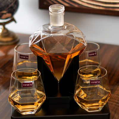 The Savant Diamond Whiskey Decanter Set (Set of 6) - The Artment