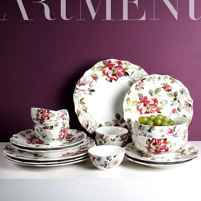 Victorian White Floral Complete Dinner Set (20 Pc Set) - The Artment