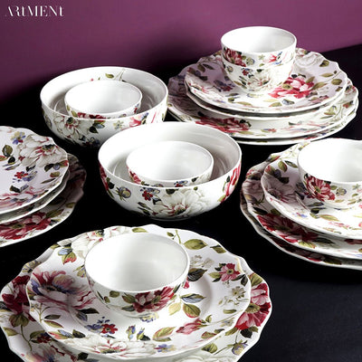 Victorian White Floral Complete Dinner Set (20 Pc Set) - The Artment