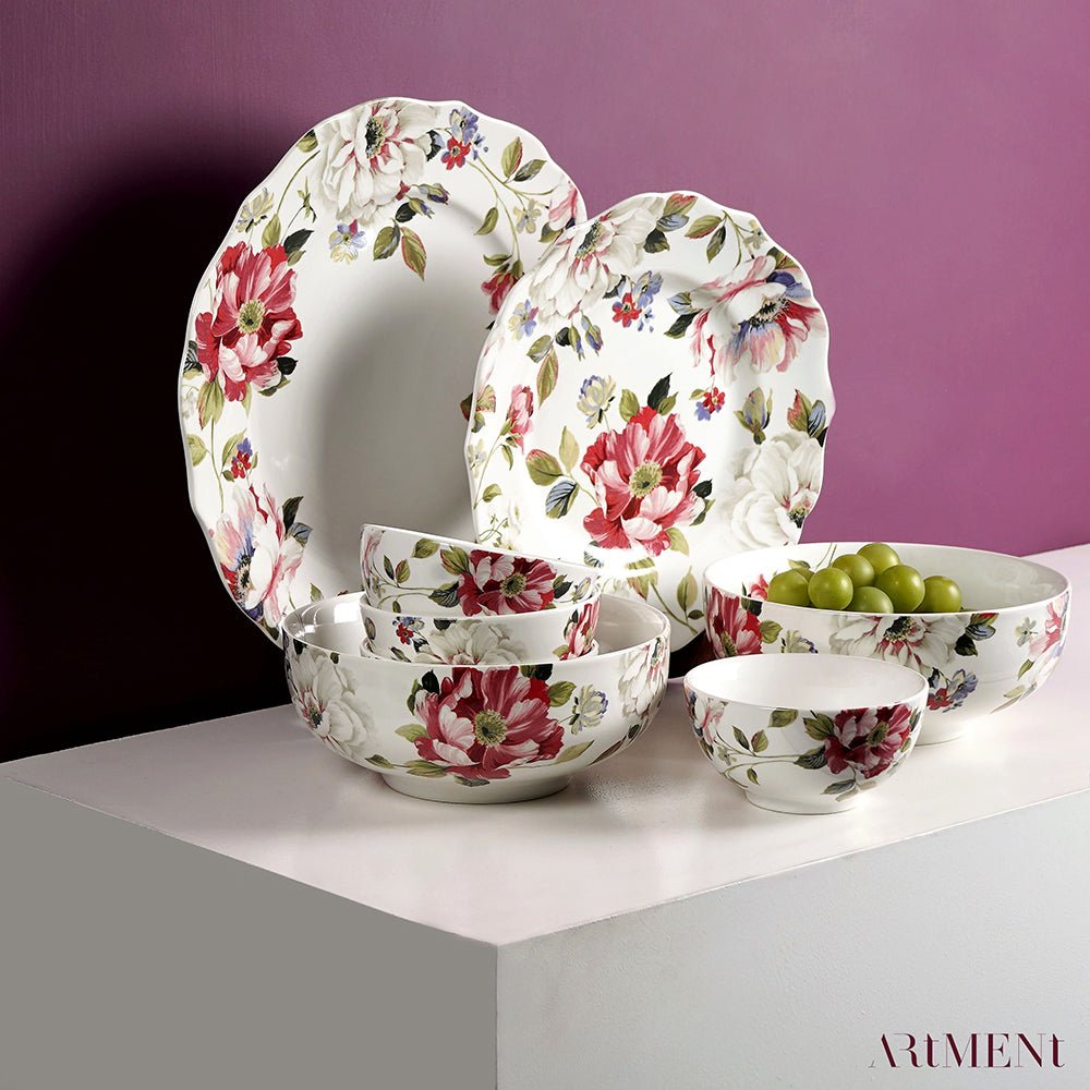 Victorian White Floral Complete Dinner Set (20 Pc Set) - The Artment