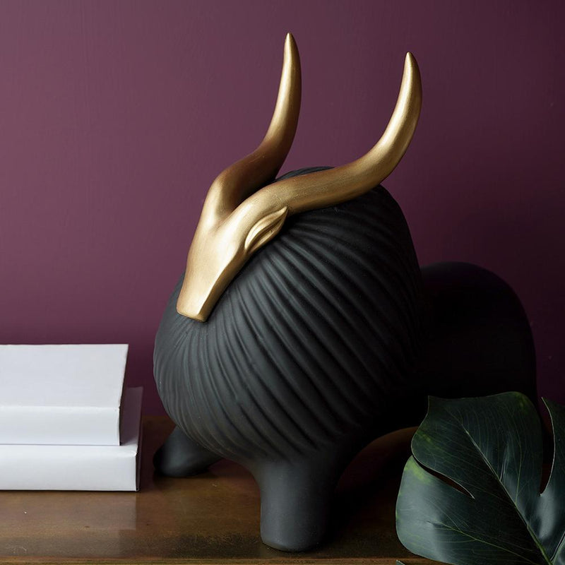 Golden Horned Yak Table Accent - The Artment