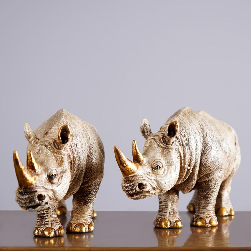 Golden-Horned Rhino Table Accent- The Artment