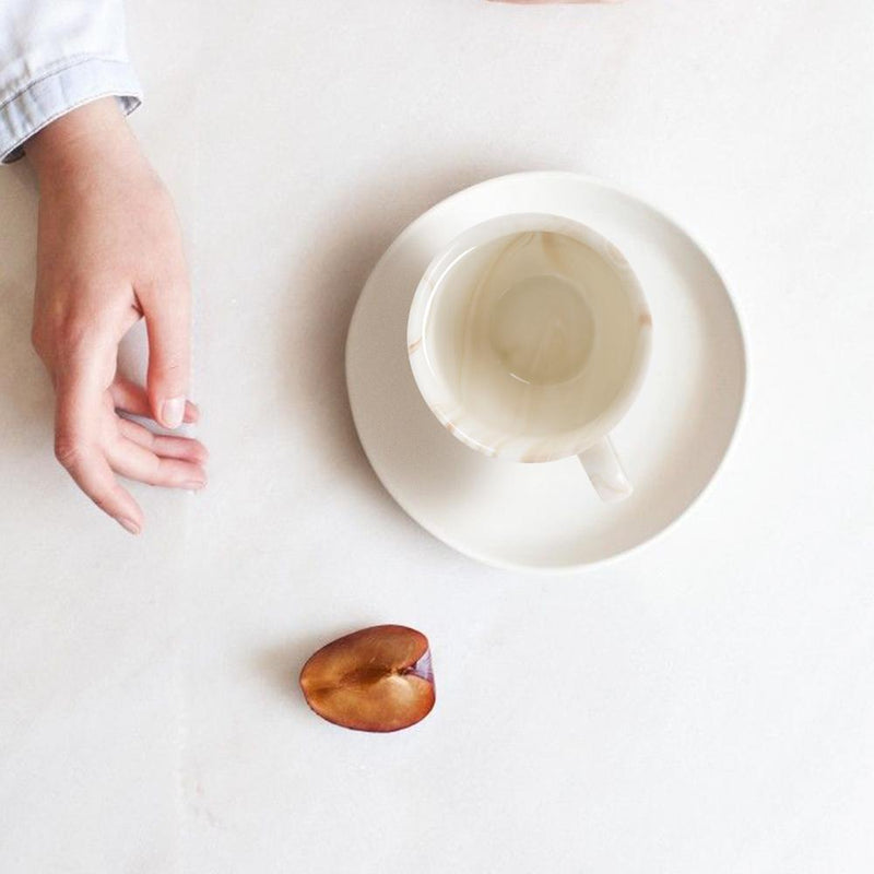 Surreal Marble-effect Sepia Teacup & Saucer (Set of 6)