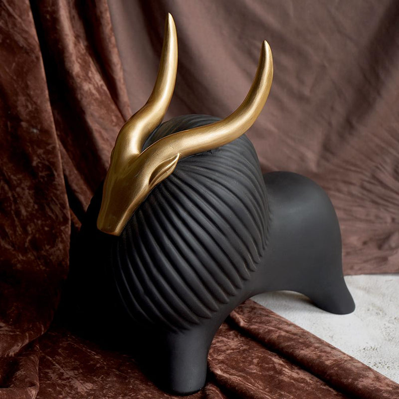 Golden Horned Yak Table Accent - The Artment