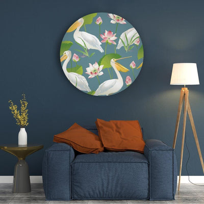 Pelicans Chilling with Lotuses Canvas - The Artment