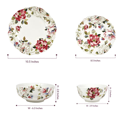Victorian White Floral  Complete Dinner Set (20 Pc Set)