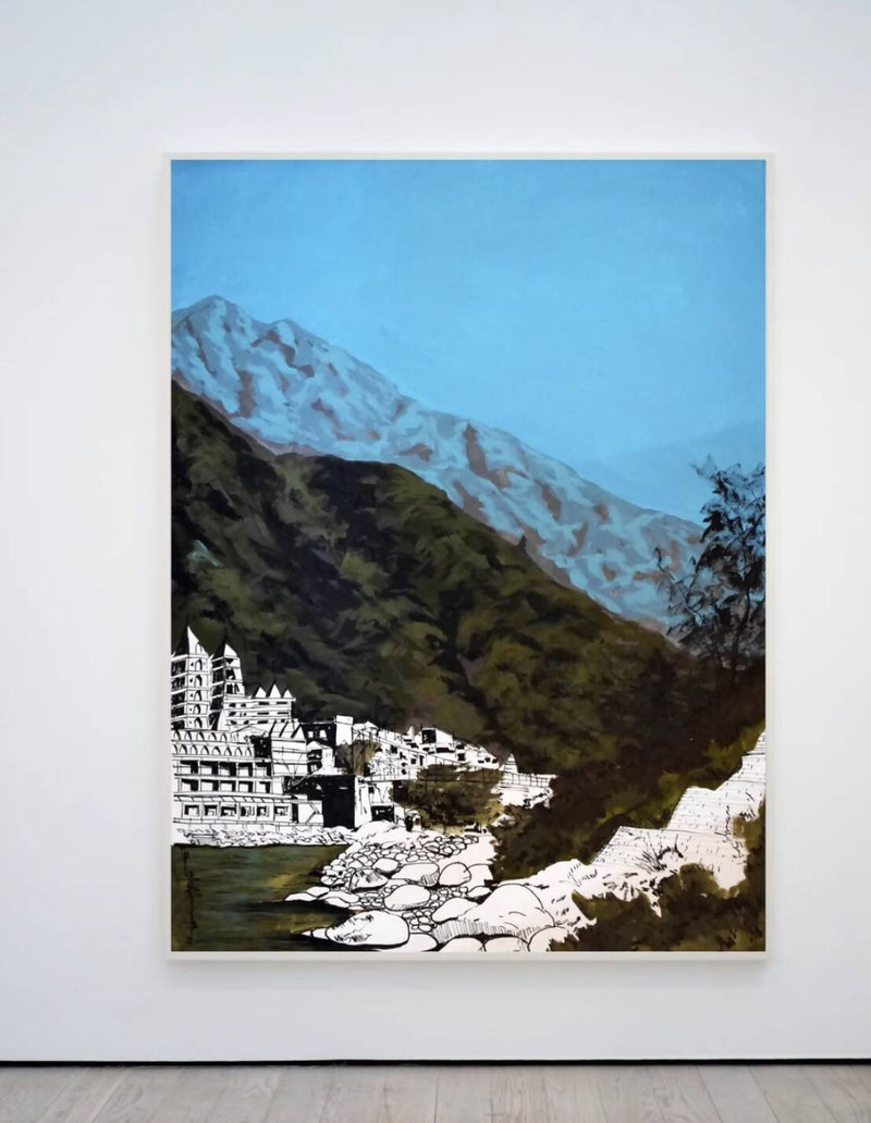 Ganga Ghat Landscape , Acrylic on Canvas, Handmade painting