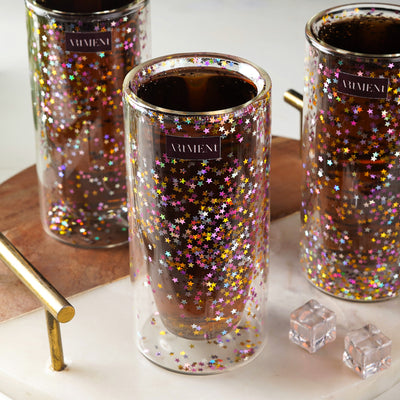 "Sip, Sip Hooray: The Confetti-Filled Double Wall Glass for Your Celebrations!"