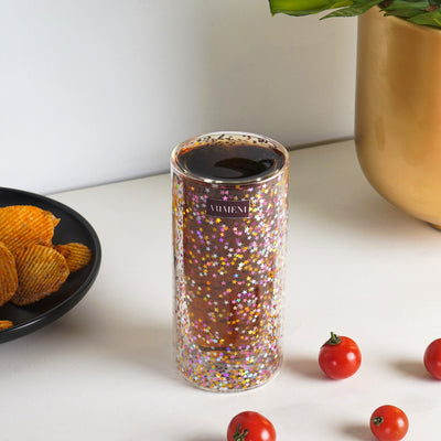 "Sip, Sip Hooray: The Confetti-Filled Double Wall Glass for Your Celebrations!"
