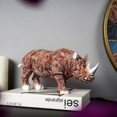 Golden-Horned Rhino Table Accent