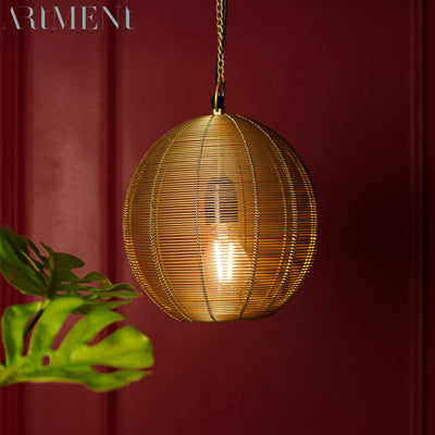 Bohemian Golden Radiance Round Metal Pendant Lamp