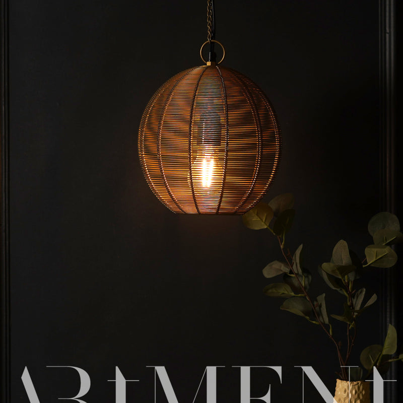 Bohemian Golden Radiance Round Metal Pendant Lamp