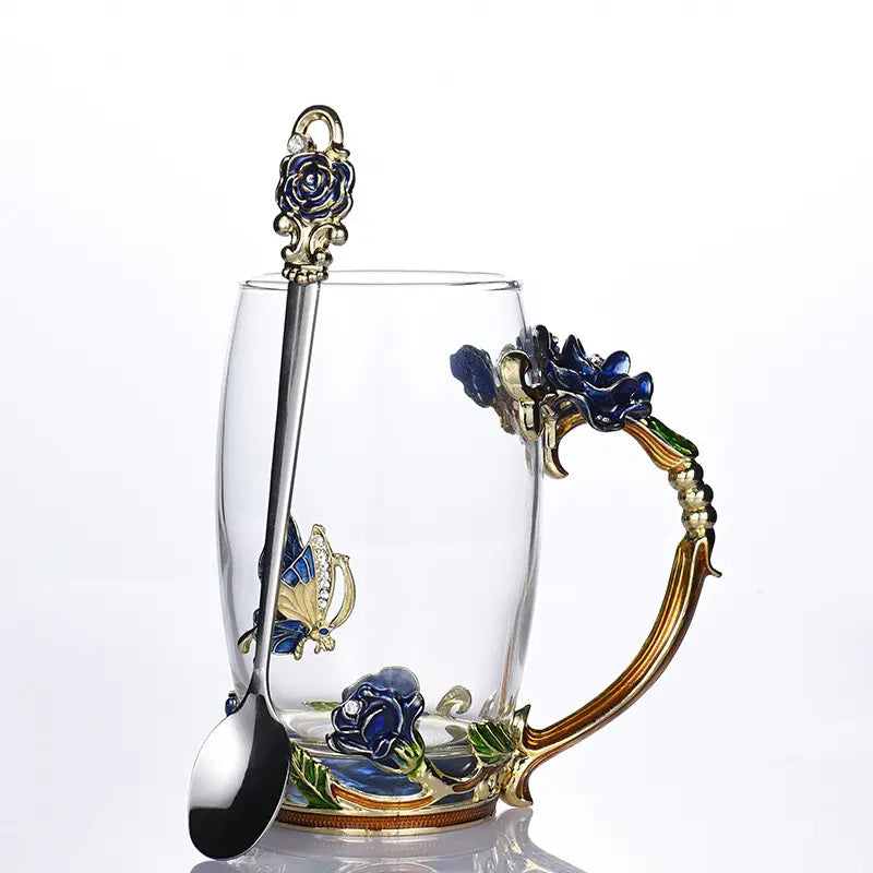 Luxury Crystal Paradise Glass  Mug (With Spoon)