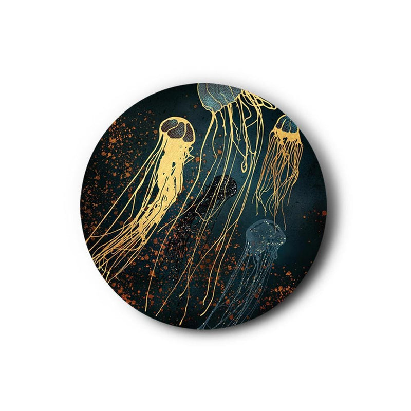 Golden Sea Jellies Canvas - The Artment