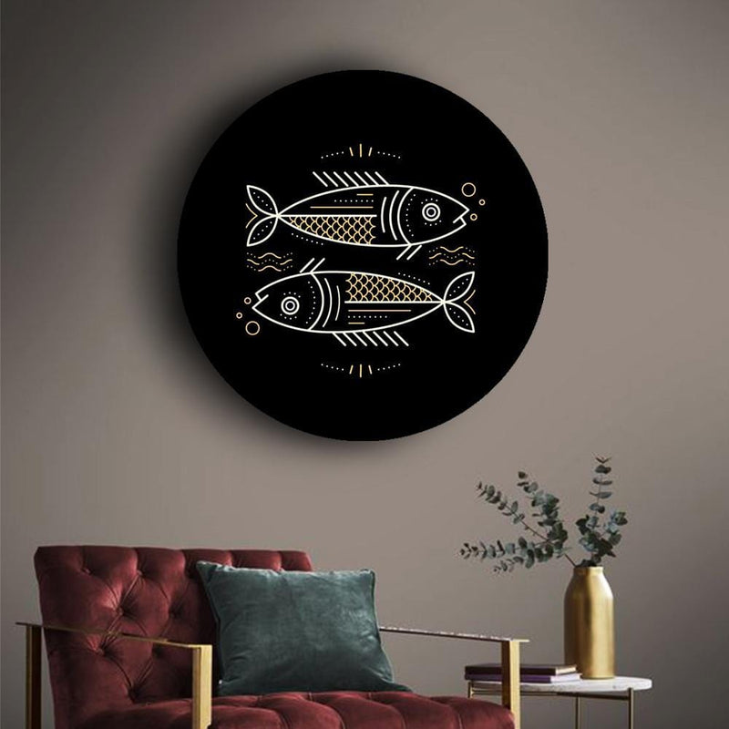 Black and Gold Zodiac Canvases - Pisces - The Artment